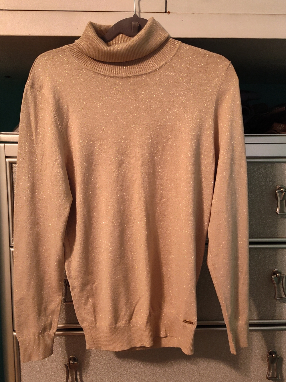 Calvin Klein Shimmer Gold Turtleneck Sweater